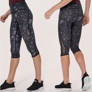 Lululemon Train Times‎ Crop 17" Leggings  Size 4 Frozen Flourish Dark Floral
